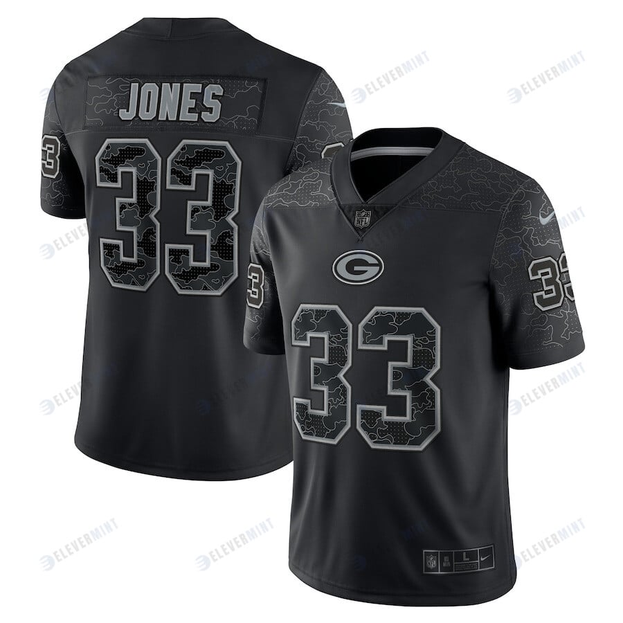 Aaron Jones Green Bay Packers RFLCTV Limited Jersey - Black