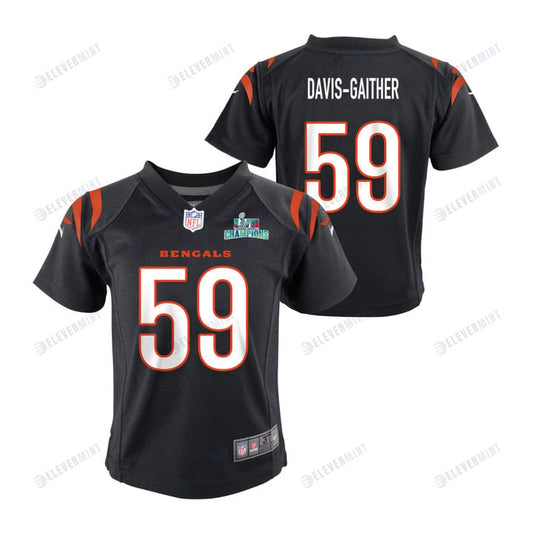 Akeem Davis-Gaither 59 Cincinnati Bengals Super Bowl LVII Champions Youth Game Jersey - Black